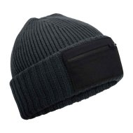 Beechfield Zip Patch Printers Beanie - Graphite Grey/​Black
