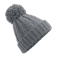 Beechfield Cable Knit Melange Beanie - Light Grey