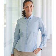 Henbury Ladies Long Sleeved Cotton Feel Coolplus® Shirt - Light Blue