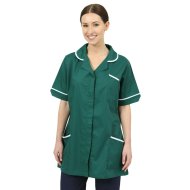 Behrens Ladies Trim Tunic - Bottle Green/White