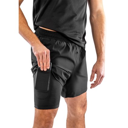 Black - Integrated shorts with pocket